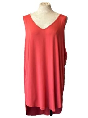 Torrid Super Soft Knits Coral High Low V Neck Dress Size 4 4X 26 NWT